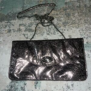 Sorial NY Metallic Silver Clutch Bag